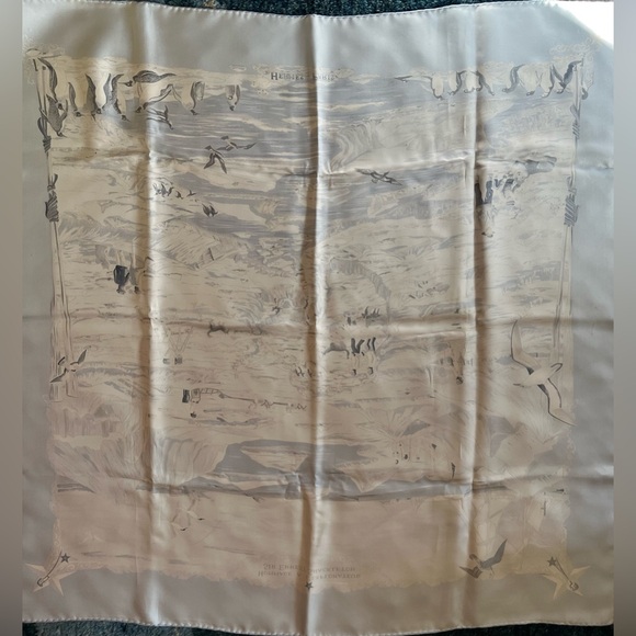 SOLD - HERMES 90CM SCARF Hommage A L'Explorateur Sir Ernest Shackleton 2005 Blue - Picture 12 of 12